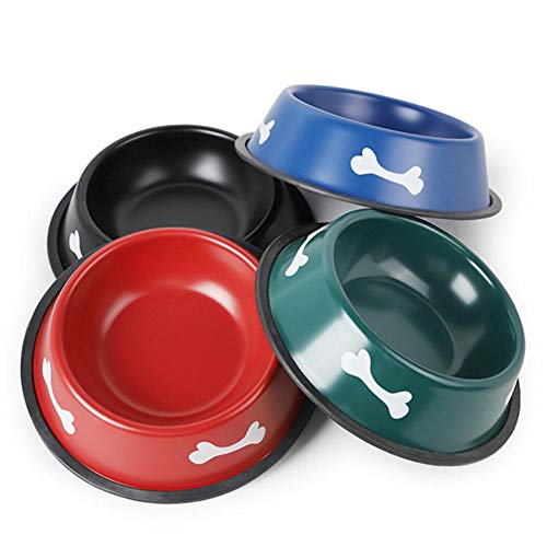 Pet Dog Bowl Farbe Puppy Feeder Cats Futternäpfe Wassertrinkschüssel rutschfeste Fütterungsschale für Hunde Pet Supplies Edelstahl-zufällig, 18 cm, China von NIQIU