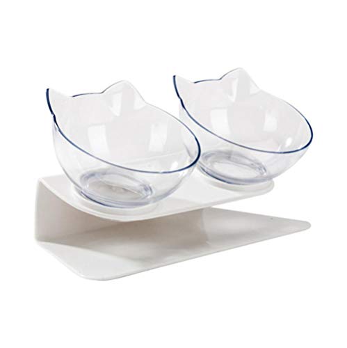 Pet Dog Cat Slow Feed Protect Wirbelsäulenschale Trinken Kleine Hundeschutz Magenschale Double Drinking Dish Feeder Zubehör-A, 1 Set, Belgien von NIQIU