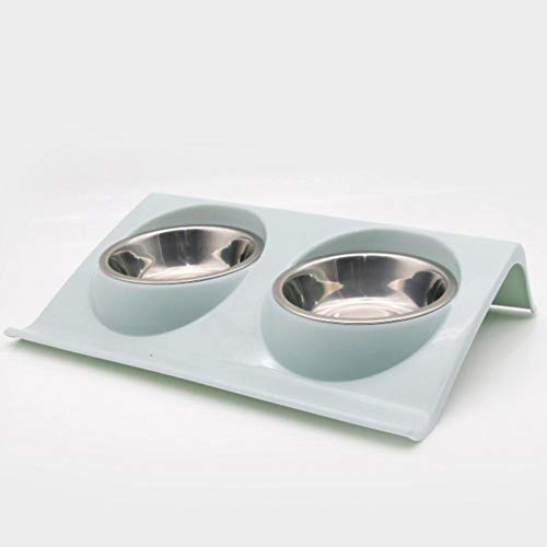 Pet Double Bowls Futter Wasser Feeder Edelstahl Katzenfutter Schüssel für Hund Welpen Katzen Haustiere Zubehör Fütterungsgeschirr S / M-Blue, S. von NIQIU