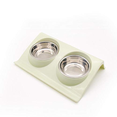 Pet Double Bowls Futter Wasserzufuhr Edelstahl Katzenfutterschale für Hunde Welpen Katzen Haustiere Zubehör Fütterungsgeschirr S / M-Green, S. von NIQIU