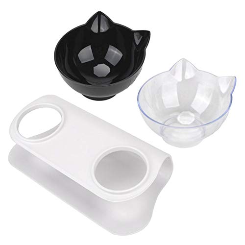 Rutschfester, langlebiger Doppelschalenschutz für zervikale Tiernahrung mit erhöhtem Ständer Cat Bowl Dog Bowl-Black Transparent von NIQIU