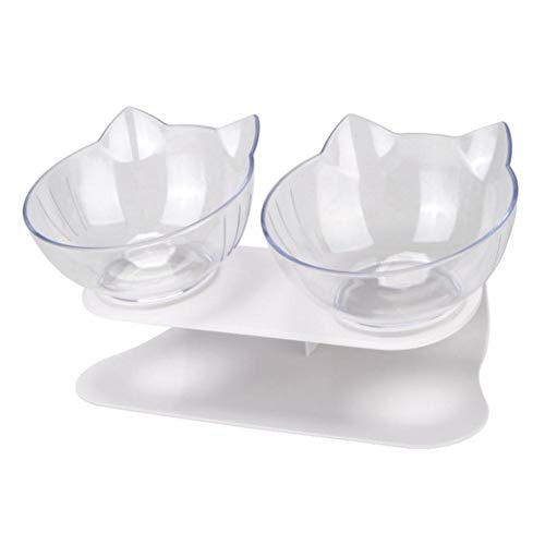 Rutschfester, langlebiger Doppelschalenschutz für zervikale Tiernahrung mit erhöhtem Ständer Cat Bowl Dog Bowl-Double Transparent von NIQIU