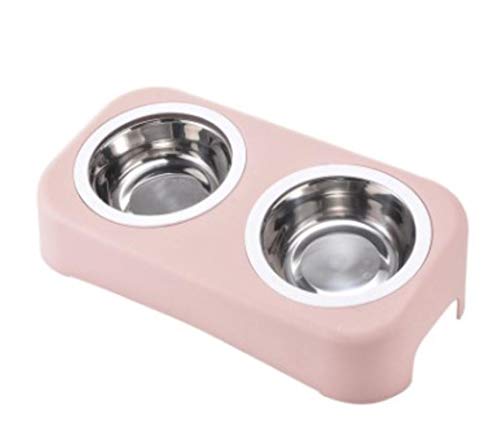 rutschfeste Katzenschalen Double Bowl Pet Dog Bowl Erhöhter Stand Transparente Futternapf mit Schutz Cervical Transparent Cat Bowls-Pink, USA von NIQIU