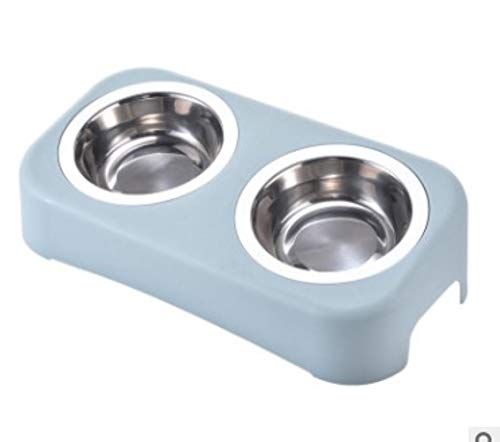 rutschfeste Katzenschalen Double Bowl Pet Dog Bowl Erhöhter Stand Transparente Futternapf mit Schutz Cervical Transparente Katzenschalen-Marineblau, USA von NIQIU