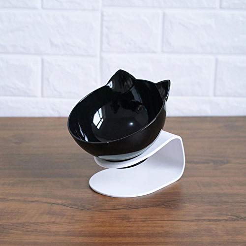 rutschfeste Katzenschüsseln Doppelschüsseln mit erhöhtem Ständer Tiernahrung und Wasserschalen für Katzen Hunde Futterhäuschen Katzenschale Haustierbedarf 29-Schwarz einzeln von NIQIU