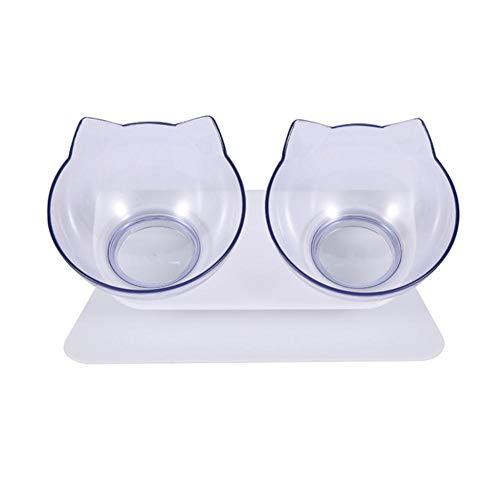 rutschfeste Katzenschüsseln Double Bowl Pet Dog Bowl Erhöhter Stand Transparente Futternapf mit Schutz Cervical Transparent Cat Bowls-B, USA von NIQIU