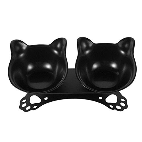 rutschfeste Katzenschüsseln Double Bowl Pet Dog Bowl Erhöhter Stand Transparente Futternapf mit Schutz Cervical Transparent Cat Bowls-D, USA von NIQIU