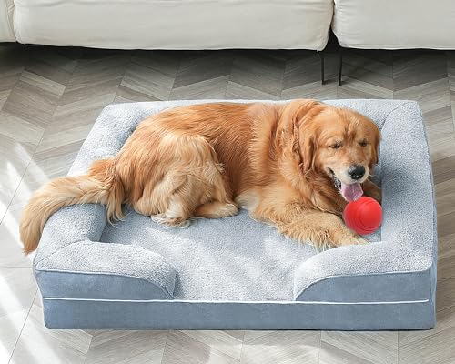 Orthopädisches Hundebett, unzerstörbares Hundesofa, waschbar, für große Hunde, Couch, Bett, Memory-Schaum, mittelgroß, kaufest (XL (112 x 86 cm), Grau) von NIRDOG