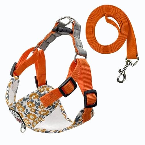 Haustier-Hundegeschirr aus Nylon, reflektierender Hunde-Brustgurt, atmungsaktiv, verstellbares Haustierhalsband für kleine Hunde und Katzen-ORANGE,XL von NITONAMI