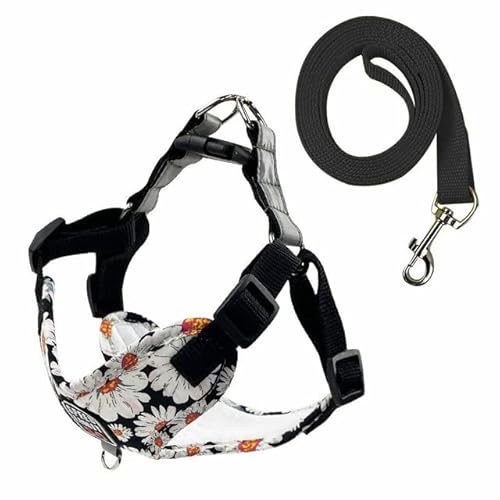 Haustier-Hundegeschirr aus Nylon, reflektierender Hunde-Brustgurt, atmungsaktiv, verstellbares Haustierhalsband für kleine Hunde und Katzen-WEISS,L von NITONAMI