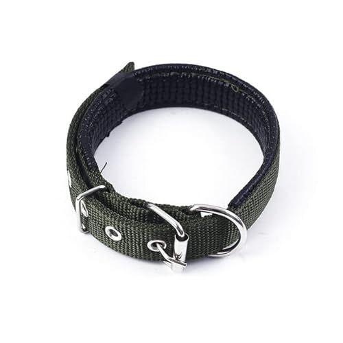 Hunde- und Katzenhalsband mit Legierungsschnalle, größenverstellbares Halsband für kleine und mittelgroße Hunde, Heimtierbedarf, Haustierhalsband, weiches Leder, Armeegrün, 2,0 x 50 cm, China von NITONAMI