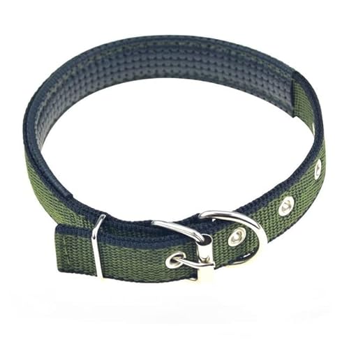 Hunde- und Katzenhalsband mit Legierungsschnalle, größenverstellbares Halsband für kleine und mittelgroße Hunde, Heimtierbedarf, Haustierhalsband, weiches Leder, Armeegrün, Schwarz, 2,0 x 50 cm, China von NITONAMI