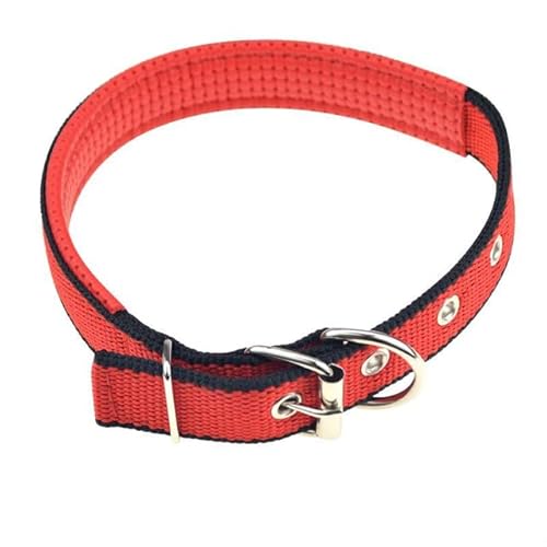 Hunde- und Katzenhalsband mit Legierungsschnalle, größenverstellbares Halsband für kleine und mittelgroße Hunde, Heimtierbedarf, Hundehalsband, weiches Leder, rot, schwarz, 2,5 x 55 cm, China von NITONAMI