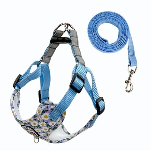 Hundegeschirr aus Nylon, reflektierender Hunde-Brustgurt, atmungsaktiv, verstellbares Haustierhalsband für kleine Hunde und Katzen-BLAU,S von NITONAMI