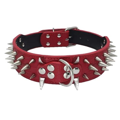 Hundehalsband Four Seasons Wolf Tooth Rivet Anti-Biss-Hundezubehör Golden Retriever Bulldogge Outdoor Fashion Pet Collars-Red,L 66-5CM von NITONAMI