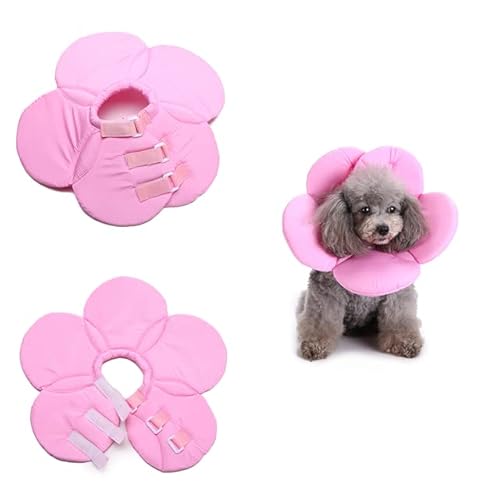 Hundehalsband in Blumenform Anti-Biss-Verletzungshalsband für Hunde Katzen-Erholungshalsband-Pink Flower,M von NITONAMI