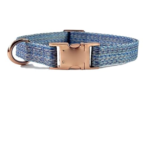 Hundehalsband mit Metallschnalle, langlebig, verstellbar, personalisierbar, weich, für kleine, mittelgroße Hunde, mit graviertem Namensschild, Namensschild, Blau, XS von NITONAMI