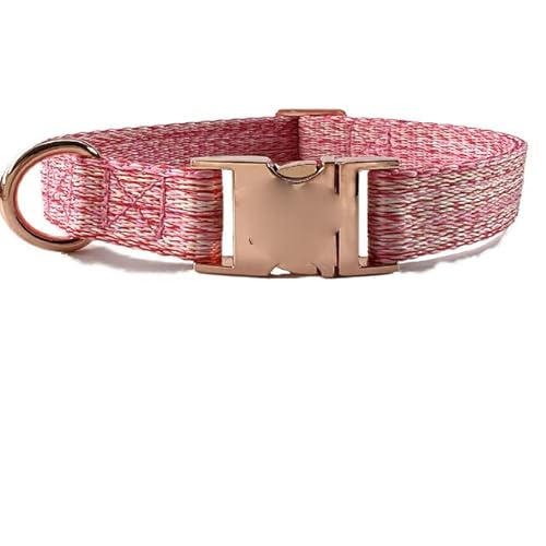 Hundehalsband mit Metallschnalle, langlebig, verstellbar, personalisierbar, weich, für kleine, mittelgroße Hunde, mit graviertem Namensschild, Namensschild, Pink, XS von NITONAMI