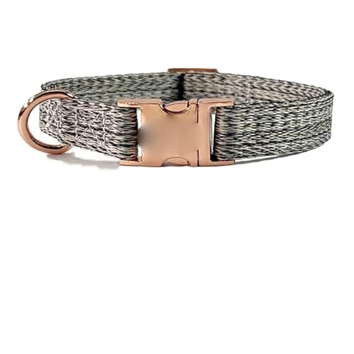 Hundehalsband mit Metallschnalle, langlebig, verstellbar, personalisierbar, weich, für kleine, mittelgroße Hunde, mit graviertem Namensschild, Namensschild, grau, M von NITONAMI