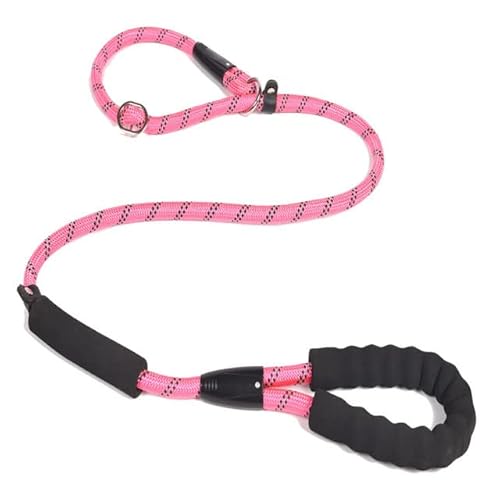 Hundetrainingsleine 5-farbiges Nylon-Basisseil Mittelgroße Hunde, die große Hundehalsbänder laufen, langlebig, leicht zu kontrollieren, verstellbar, Rosa, XL 1,5 m bis 1,2 cm von NITONAMI