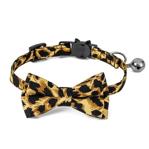 Katzenhalsband mit Glöckchen Sicherheitsabnehmbarer Fliege Zubehör für Katzenfliege Glöckchen Kleines Gänseblümchen Zubehör Tierbedarf-Leopard A, S 1,0 x 28 cm von NITONAMI