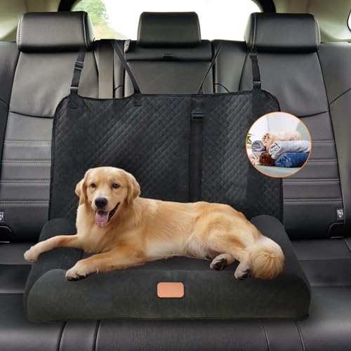 NITOYO Hunde Autositz für Mittlere Große Hunde, Groß Hundesitz Auto Rückbank Abnehmbar und Leicht zu Reinigen, Hundeautositz mit Hundegeschirr, 80 * 50 * 50cm für Jede Art Von Auto Hunde Sitze Auto von NITOYO