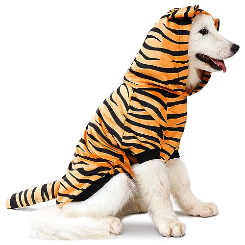 NIULA Halloween-Tigerkostüm für Hunde, lustige Uniform, Katze, Tiger, Cosplay, Kleidung für kleine bis mittelgroße Hunde (Größe L) von NIULA