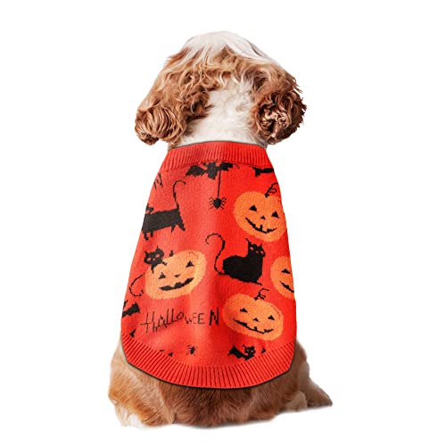 NIULA Hunde-Halloween-Pullover, Haustier-Kürbis-Pullover, Katze, lustiger Halloween-Pullover, Welpenkleidung, Kätzchen-Kleidung (S) von NIULA