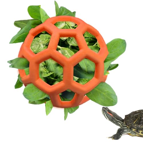 NIUNIUZHENG Schildkröten-Futterball, Schildkrötenspielzeug, hängender Futterball für Kleintiere, Schildkröte, Gemüse, Gras, Obst, Fütterung und Heu-Futterball (Orange) von NIUNIUZHENG