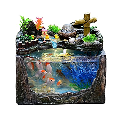 Kreative professionelle Fischbecken, Aquarium Steingarten Und Wasser Kreative Kleine Tank Wohnzimmer Familie Aquarium Aquarium Büro Desktop Ökologische Dekoration Aquarium Tank von NIUSABOU