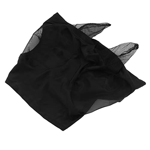 Pferdenetz-Fliegenmaske, Atmungsaktiv, Elastisch, Schützende Reitausrüstung Zum Reiten [Pferde-Gesichtsmaske mit Ohren] [Pferde-Fliegenmaske] (Black) von NIZUUONE