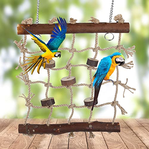 Vogel-Papageien-Spielzeug, Hanfseil, Kletterleiter, Natürliche Spaßübung für Sittich-Papageien von NIZUUONE