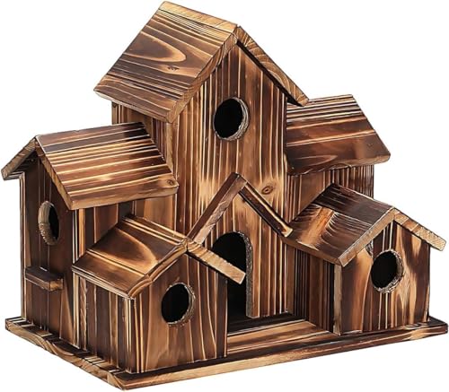 Vogelhaus aus Holz, hängende Vogelbox Einzigartige Neuheit Vogelnistkasten Gartendekorationen Vogelhäuser für Garten | Geeignet für viele verschiedene Arten von Gartenvögeln (Braun) von NKFOOPDU