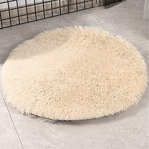 NLCYYQ Hundematte Hundekissen Haustiermatte Haustierbett Haustier Matratze Weicher Plüsch Flauschige Haustiere Schlafdecke Kissen Matte Nest Waschbar (Durchmesser 100 cm,Beige) von NLCYYQ