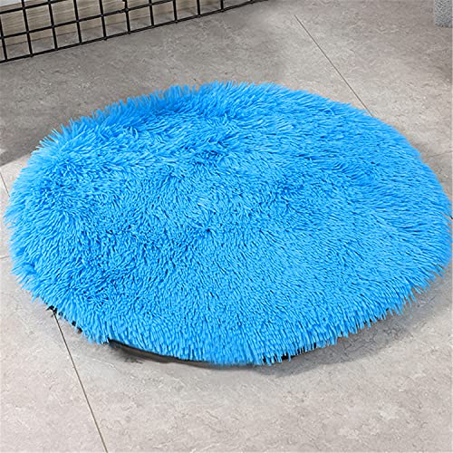 NLCYYQ Hundematte Hundekissen Haustiermatte Haustierbett Haustier Matratze Weicher Plüsch Flauschige Haustiere Schlafdecke Kissen Matte Nest Waschbar (Durchmesser 100 cm,Blau) von NLCYYQ