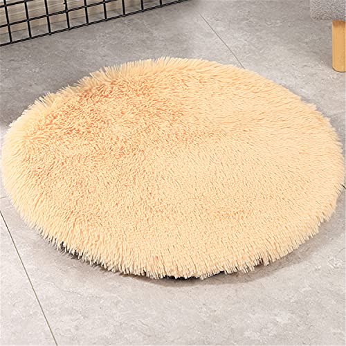 NLCYYQ Hundematte Hundekissen Haustiermatte Haustierbett Haustier Matratze Weicher Plüsch Flauschige Haustiere Schlafdecke Kissen Matte Nest Waschbar (Durchmesser 100 cm,Gelb) von NLCYYQ