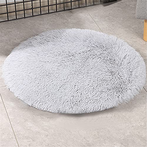 NLCYYQ Hundematte Hundekissen Haustiermatte Haustierbett Haustier Matratze Weicher Plüsch Flauschige Haustiere Schlafdecke Kissen Matte Nest Waschbar (Durchmesser 100 cm,Hellgrau) von NLCYYQ