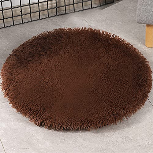 NLCYYQ Hundematte Hundekissen Haustiermatte Haustierbett Haustier Matratze Weicher Plüsch Flauschige Haustiere Schlafdecke Kissen Matte Nest Waschbar (Durchmesser 100 cm,Kaffee) von NLCYYQ