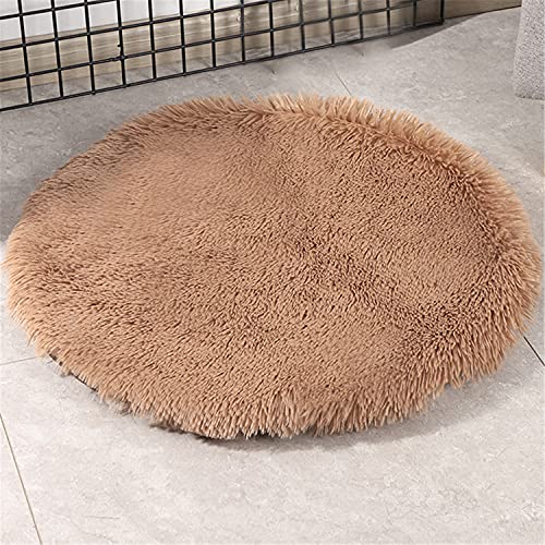 NLCYYQ Hundematte Hundekissen Haustiermatte Haustierbett Haustier Matratze Weicher Plüsch Flauschige Haustiere Schlafdecke Kissen Matte Nest Waschbar (Durchmesser 100 cm,Kamel) von NLCYYQ