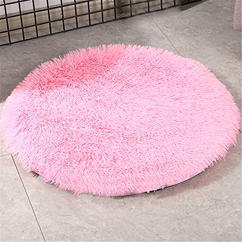 NLCYYQ Hundematte Hundekissen Haustiermatte Haustierbett Haustier Matratze Weicher Plüsch Flauschige Haustiere Schlafdecke Kissen Matte Nest Waschbar (Durchmesser 100 cm,Rosa) von NLCYYQ