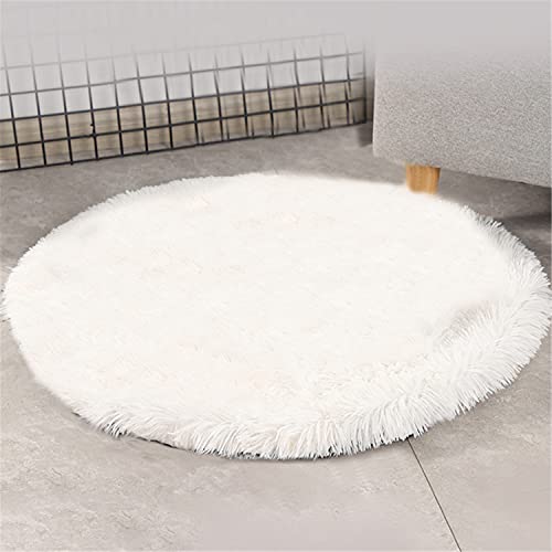 NLCYYQ Hundematte Hundekissen Haustiermatte Haustierbett Haustier Matratze Weicher Plüsch Flauschige Haustiere Schlafdecke Kissen Matte Nest Waschbar (Durchmesser 100 cm,Weiß) von NLCYYQ