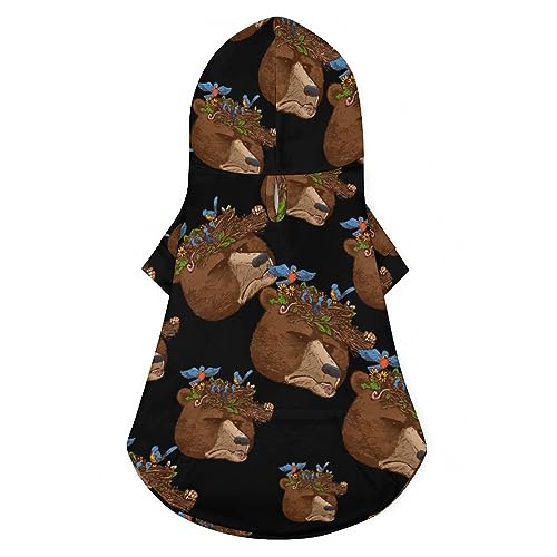 Bärenkopf Vogel Schlafplatz Hund Kapuzenpullover Luxus Hundekleidung Winter Hundejacke Haustierkleidung Kapuzenpullover Französische Bulldogge Teddy Mops Welpenkleidung M von NLWQEKV