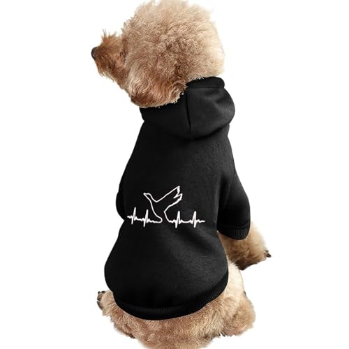 Ente, Wasservögel, Jagd, Herzschlag, Warmer Hunde-Kapuzenpullover, süßes Hundekostüm, Sweatshirt, gemütliche Haustierkleidung, XL von NLWQEKV