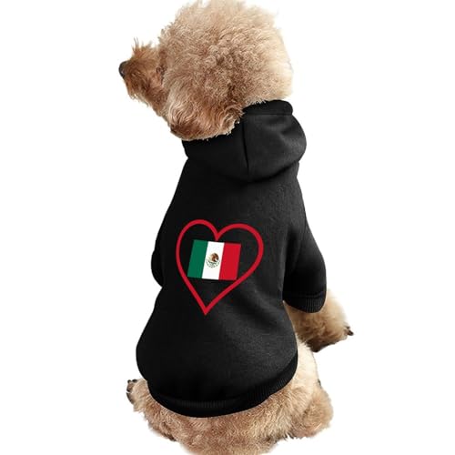 I Love Mexico, rotes Herz, warmer Hunde-Kapuzenpullover, süßes Hundekostüm-Sweatshirt, gemütliche Haustierkleidung, M von NLWQEKV