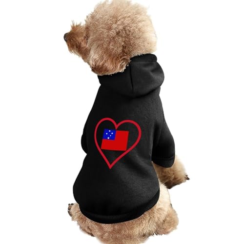 I Love Samoan Red Heart Warmer Hunde-Kapuzenpullover, süßes Hundekostüm-Sweatshirt, gemütliche Haustierkleidung, XL von NLWQEKV