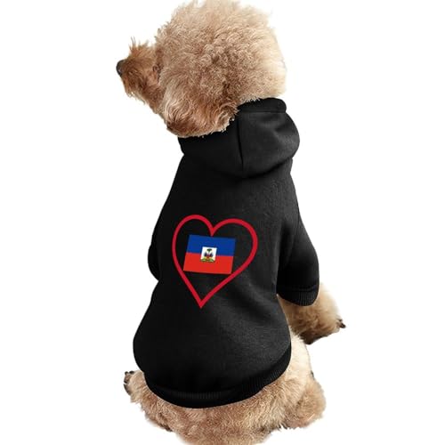 Ich Liebe Haiti, rotes Herz, warmer Hunde-Kapuzenpullover, süßes Hundekostüm-Sweatshirt, gemütliche Haustierkleidung, S von NLWQEKV