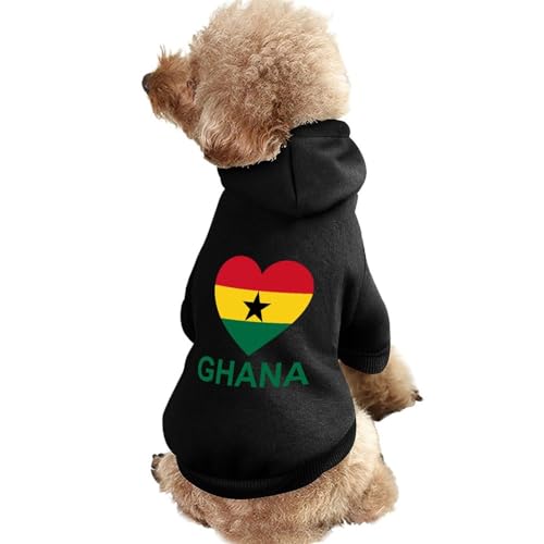 Love Ghana Warmer Hunde-Kapuzenpullover, süßes Hundekostüm-Sweatshirt, gemütliche Haustierkleidung, XS von NLWQEKV