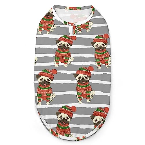 Lustige Weihnachtsfeiertage Mops-Hunde-Shirts, Haustier-Sweatshirt, Geburtstagsgeschenk, Kleidung, T-Shirt, ärmelloses Sommer-Tanktop für Welpen und Katzen Lustige Weihnachtsfeiertage Mops-Hunde-Shirts, Haustier-Sweatshirt, Geburtstagsgeschenk, Kleidung, T-Shirt, ärmelloses Sommer-Tanktop für Welpen und Katzen von NLWQEKV