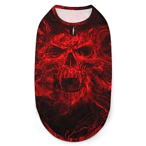 Red Flame Skull Hundeshirt, Haustierweste, Kleidung, Katzenkostüm, Jacke, L von NLWQEKV