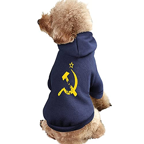 Russisches sowjetisches Flaggen-Hammer- und Sichel-Hunde-Sweatshirt, Warmer Haustier-Kapuzenpullover für Katzen und Hunde von NLWQEKV